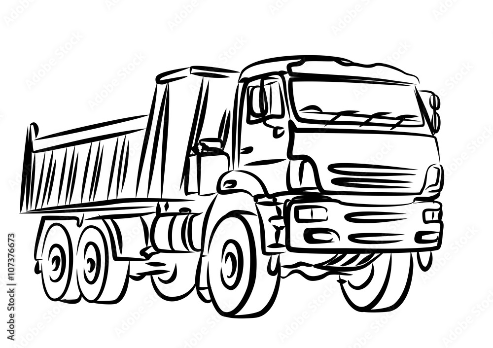 Sketch of heavy truck. 