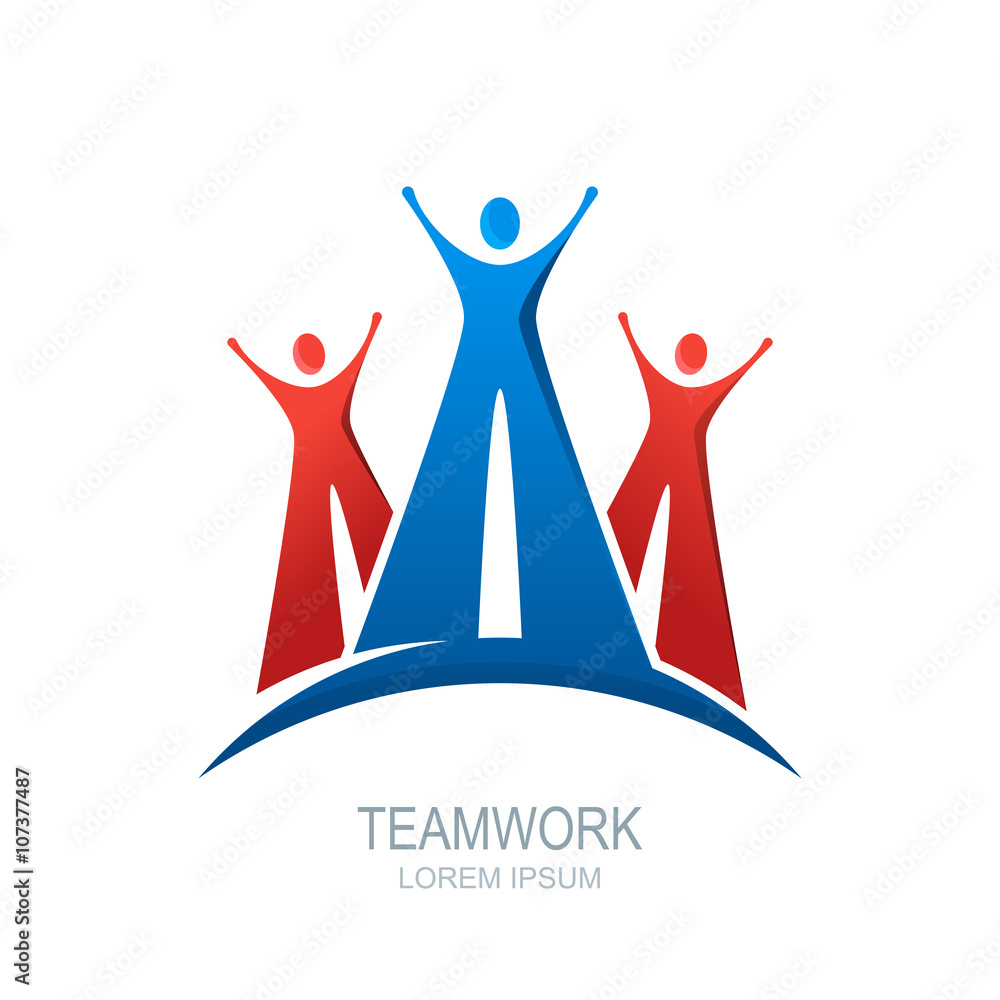 Vector human logo, icon or emblem design. Abstract happy people ...