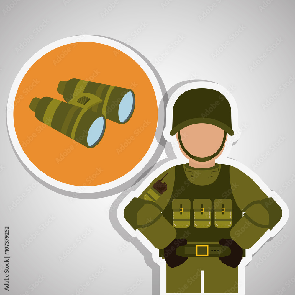 Military binoculars design , vector illustration Military binoculars design , vector illustration
