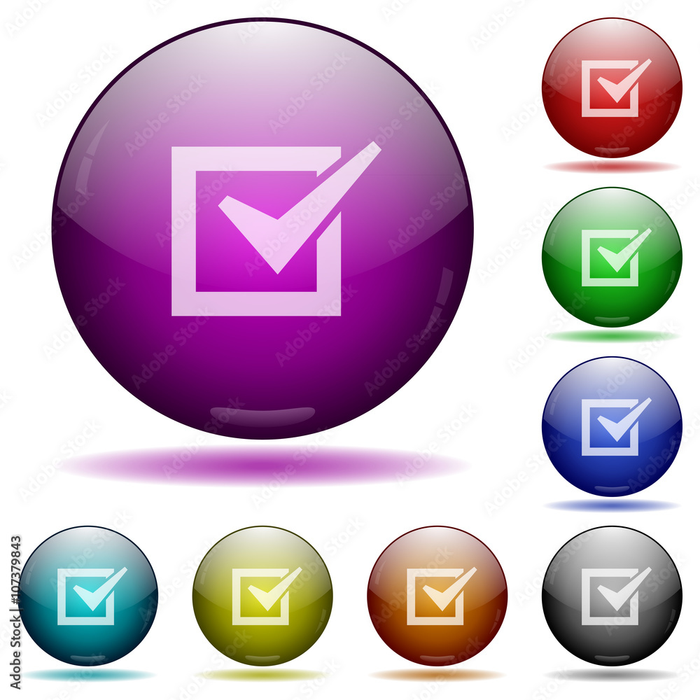 Checked box glass sphere buttons Checked box glass sphere buttons
