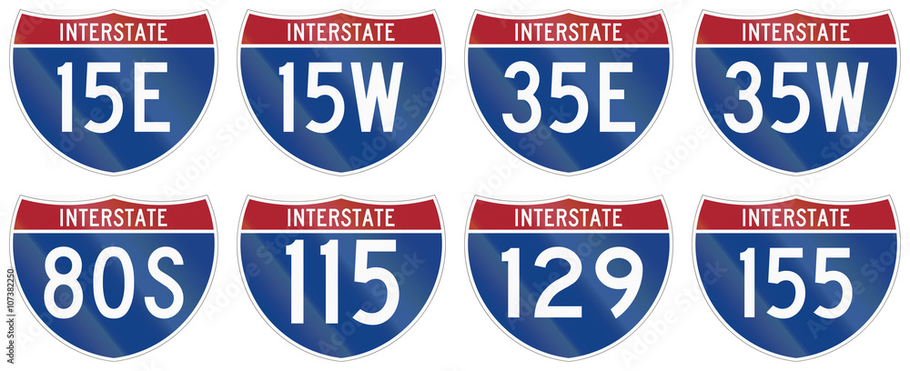 Collection of Interstate highway shields used in the US Collection of Interstate highway shields used in the US