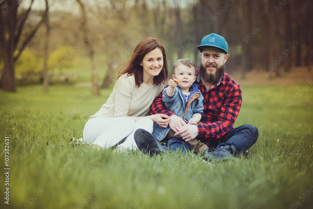 Happy family in the park