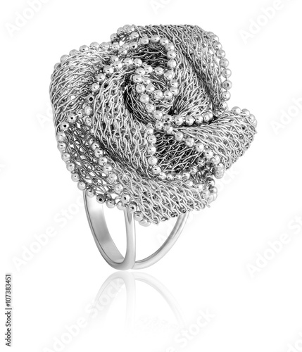 fashionable white gold ring
