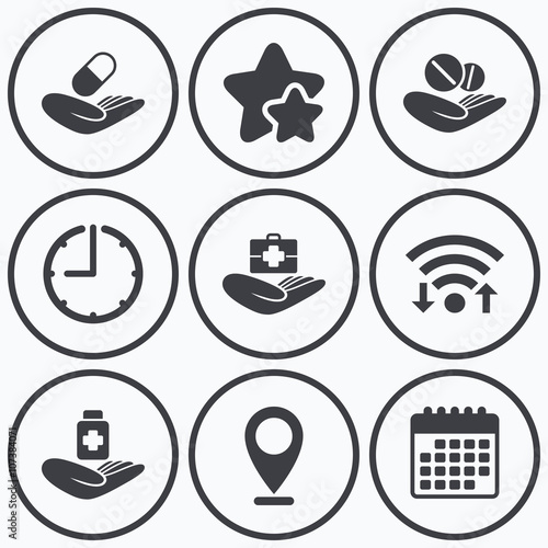 Wallpaper Mural Helping hands icons. Medical health insurance. Torontodigital.ca