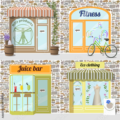 Set of buildings healty lifestyle set.