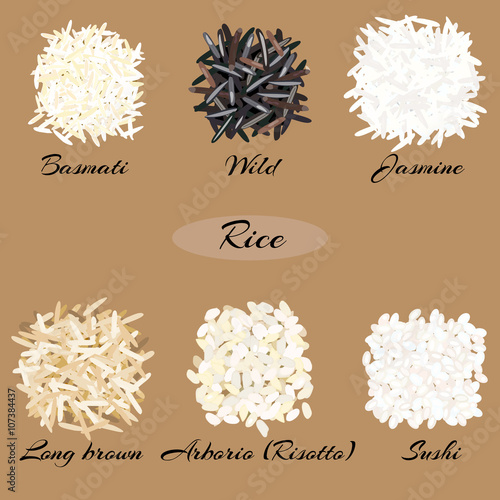 Different types of rice.