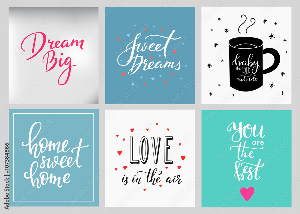 Naklejka premium Lettering postcard quotes set