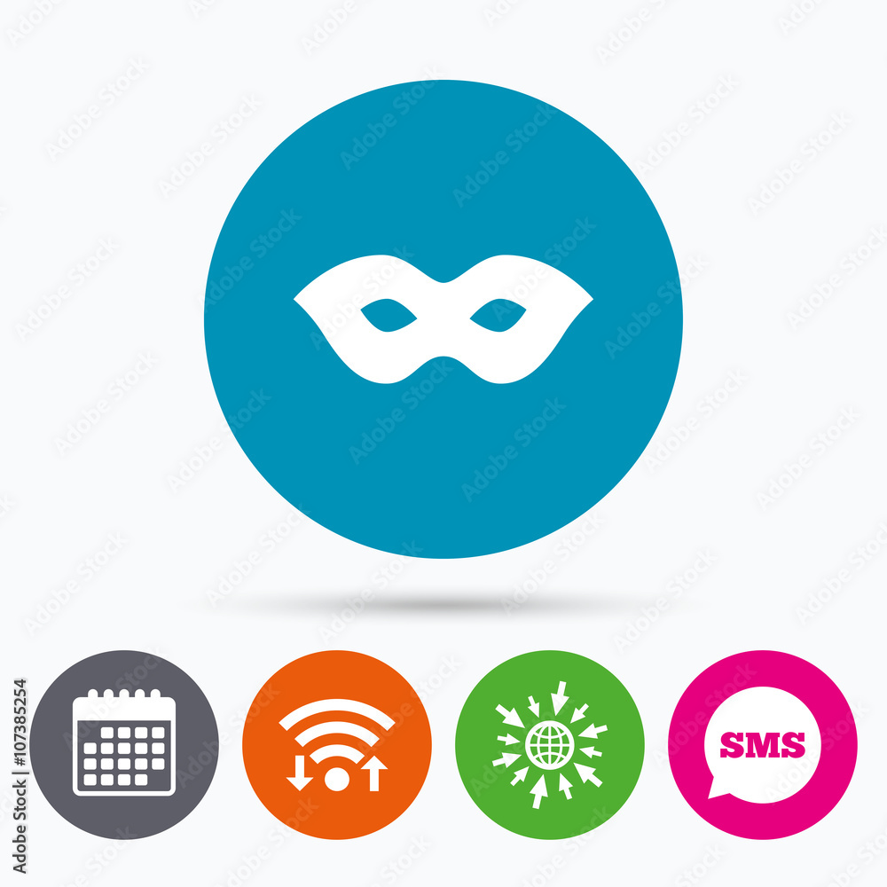 Mask sign icon. Anonymous spy access symbol. Mask sign icon. Anonymous spy access symbol.