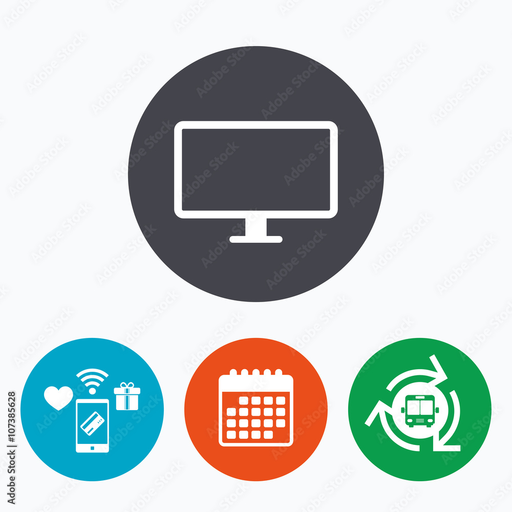 Computer widescreen monitor sign icon. Computer widescreen monitor sign icon.