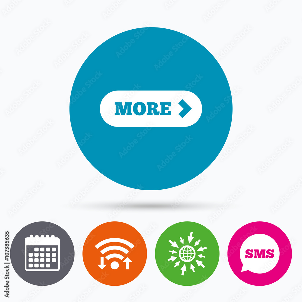 More with arrow sign icon. Details symbol.