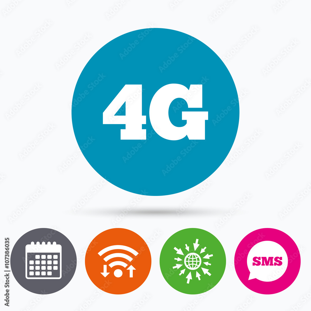 4G sign. Mobile telecommunications technology. 4G sign. Mobile telecommunications technology.