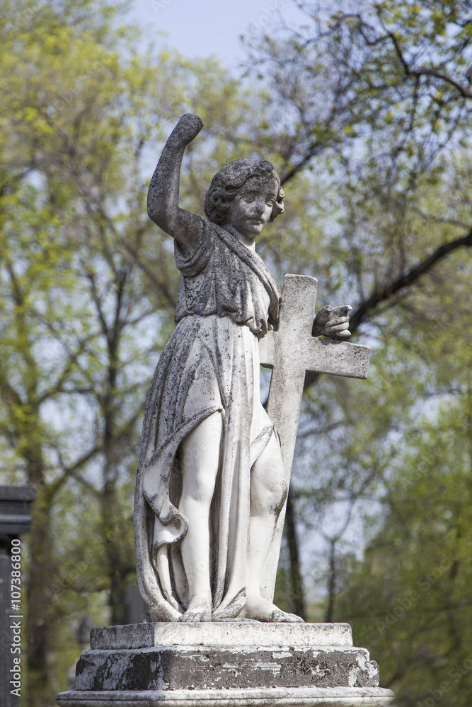Angel and cross monument