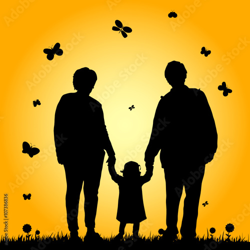 child with grandparent illustration silhouette