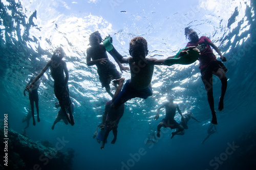 Children Swimming in Solomon Islands