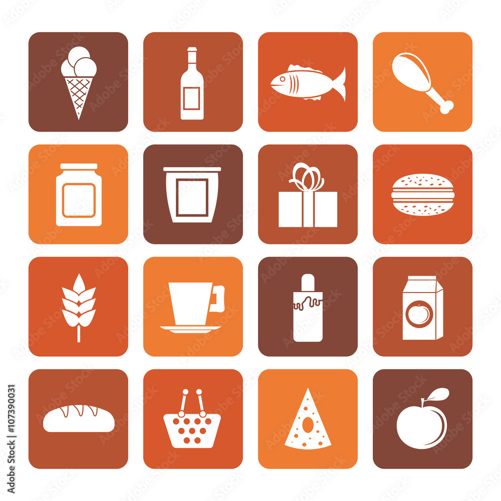 Flat shop, food and drink icons - vector icon set Flat shop, food and drink icons - vector icon set