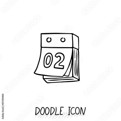 Doodle calendar icon. Tear-off calendar.