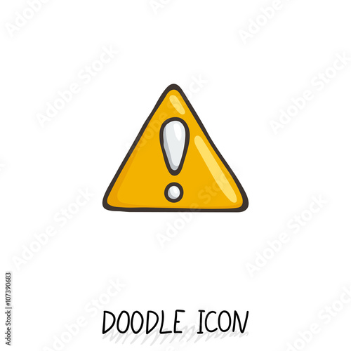 Doodle hazard warning sign with exclamation mark. Alert symbol.