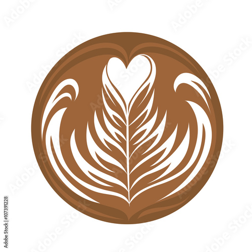 Swing Heart Rosetta Coffee Latte art Logo, Icon, Symbol
