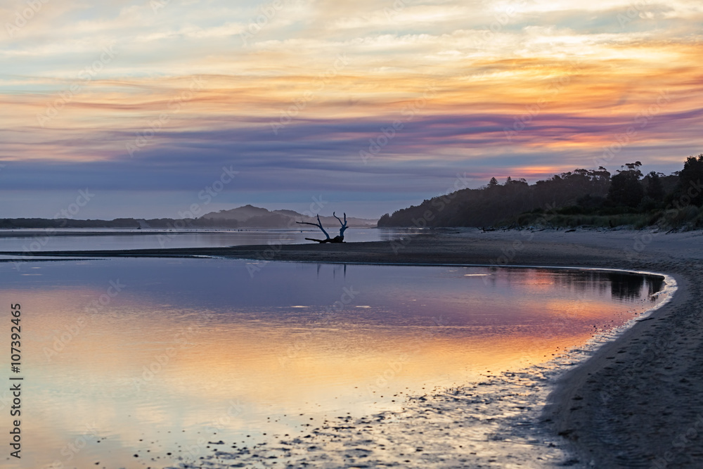 Beautiful Vivid Sunset at an Ocean Coastline. Victoria, Australia.