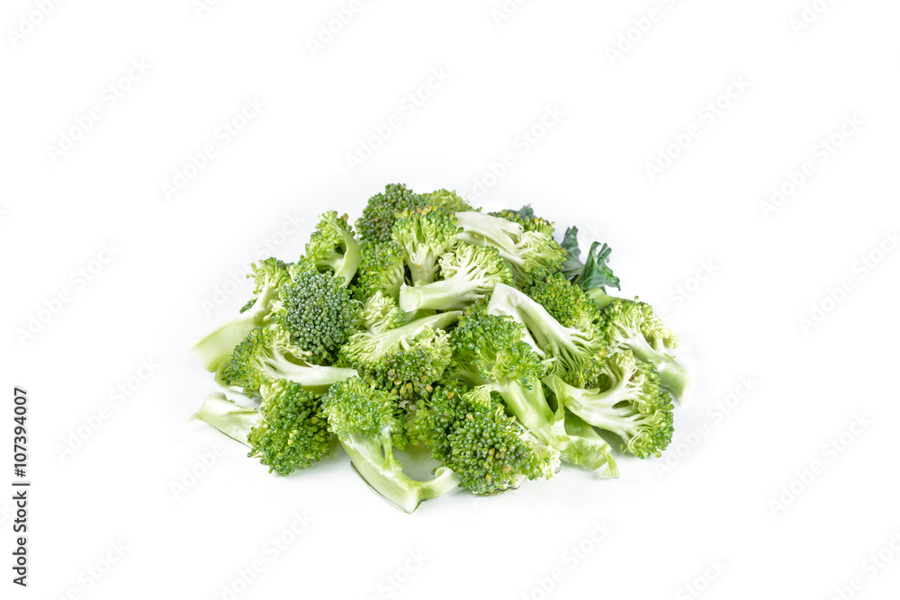 raw broccoli on white background raw broccoli on white background