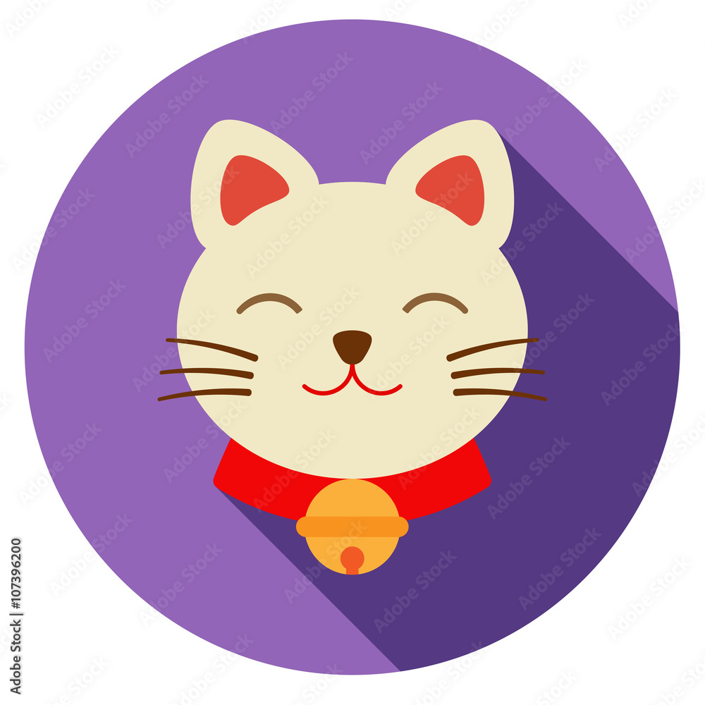 Lucky cat icon flat Lucky cat icon flat