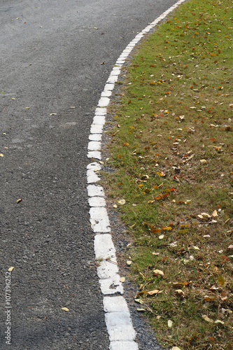 The curved pathway and line in golf course and nature scene in a © mrcmos