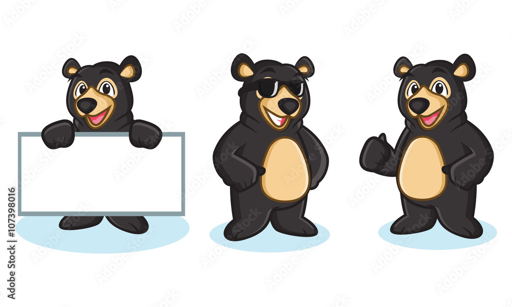 Black Bear Mascot happy