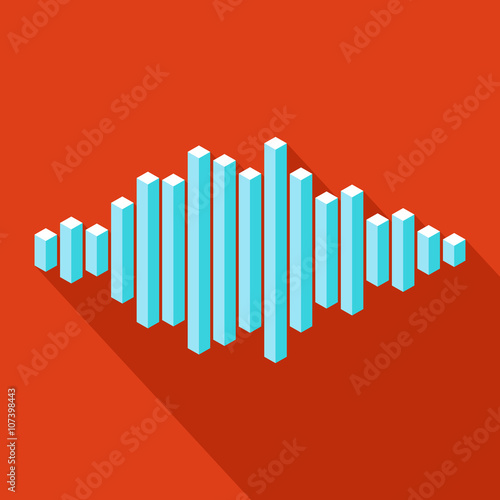 Flat isometric music wave icon made of peak lines