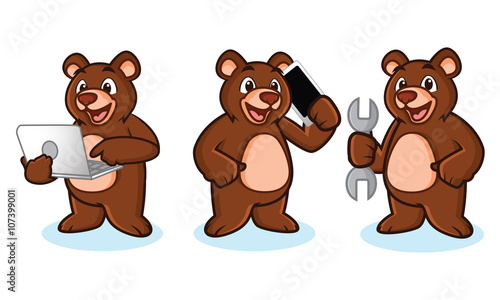 Bear Mascot Vector with phone