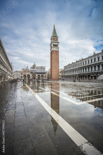 St. Marks Square (Piazza San Marco) during high tide, Venice (Venezia), Italy, Europe   © AR Pictures