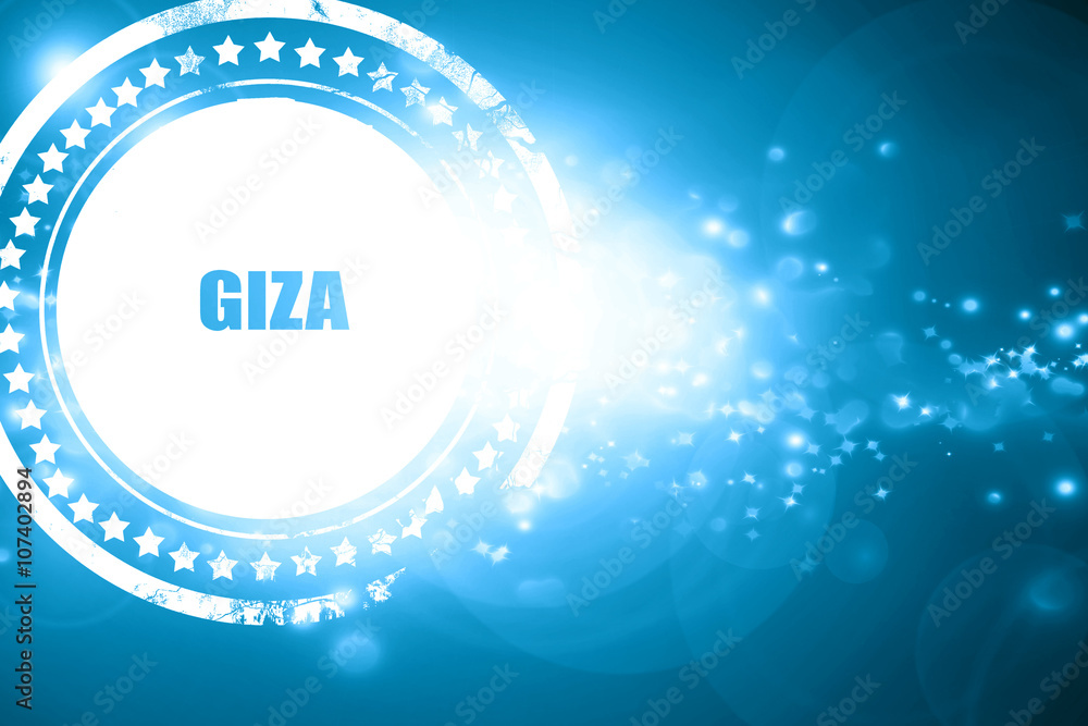 Blue stamp on a glittering background: giza Blue stamp on a glittering background: giza