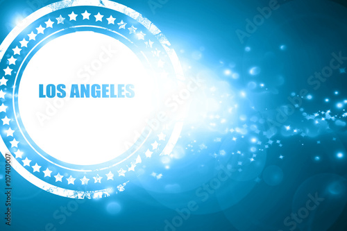 Blue stamp on a glittering background: los angeles