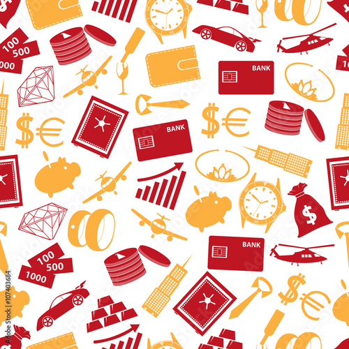 richness and money theme color icons seamless pattern eps10