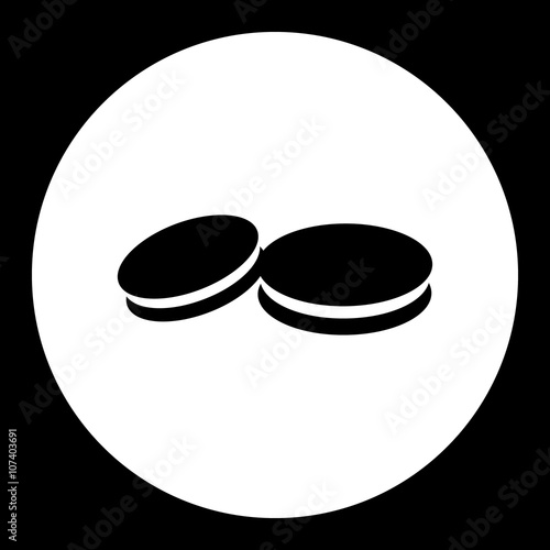 two sweet biscuits isolated simple black icon eps10