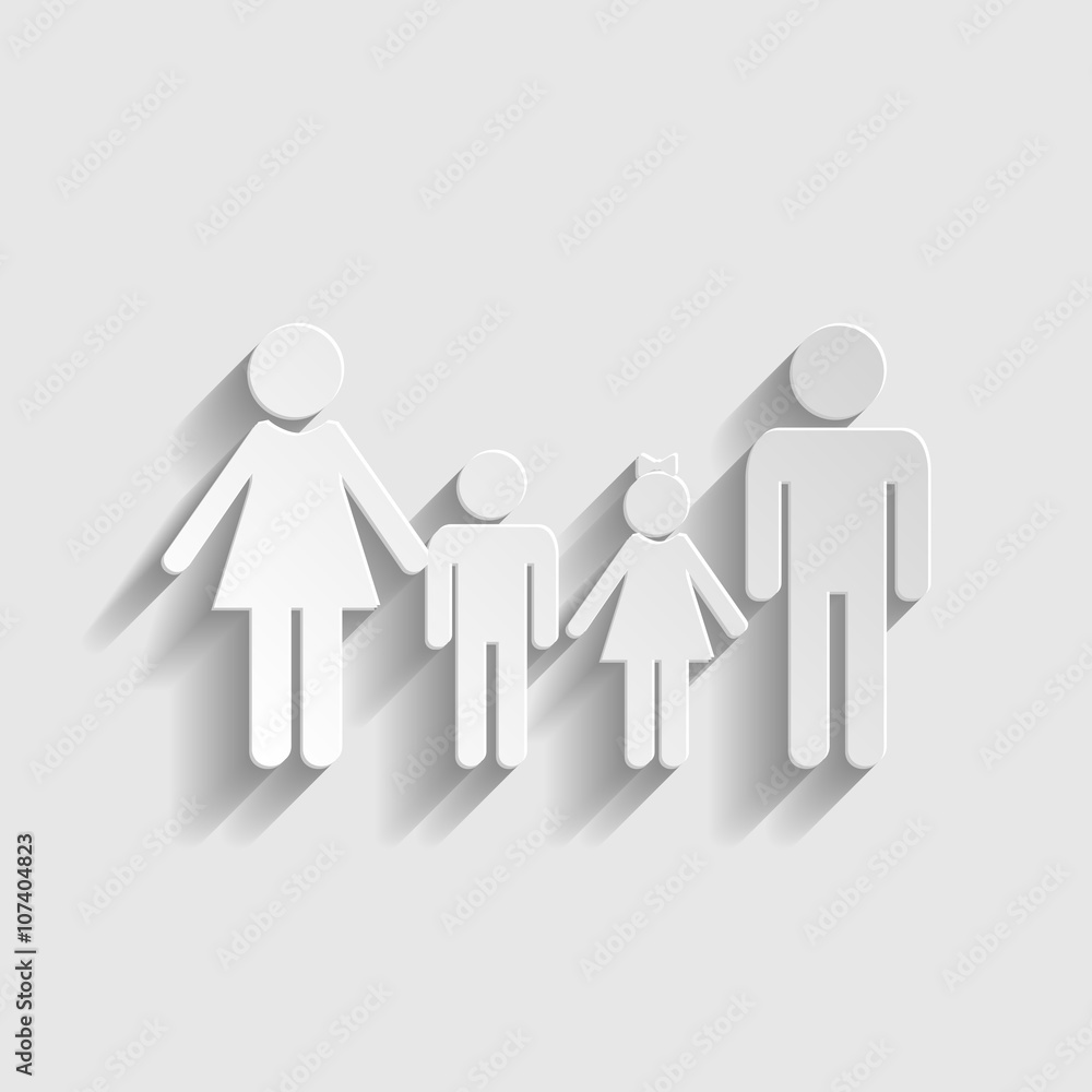 Family sign. Paper style icon Family sign. Paper style icon