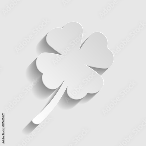 Leaf clover sign. Paper style icon 