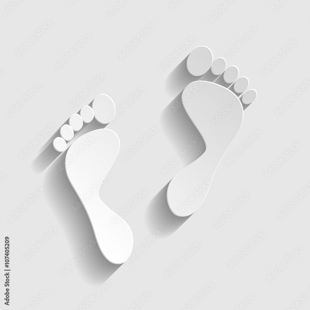 Foot prints sign. Paper style icon Foot prints sign. Paper style icon