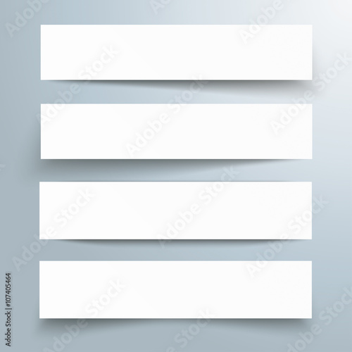 4 White Paper Banners Gray Background