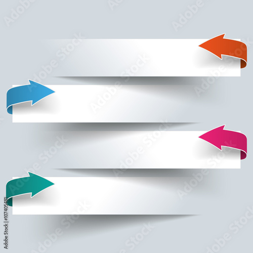 4 Paper Cutting Banners Colored Arrows