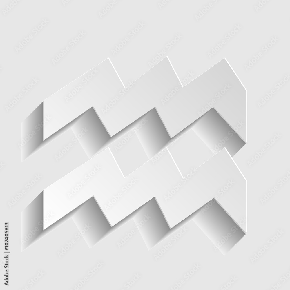 Aquarius sign. Paper style icon Aquarius sign. Paper style icon