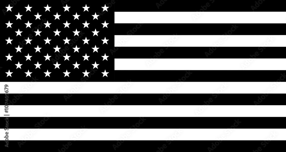 Plakat Czarno-biała flaga Stanów Zjednoczonych Ameryki