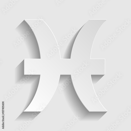 Pisces sign. Paper style icon