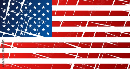 Tattered flag of United States of America, USA