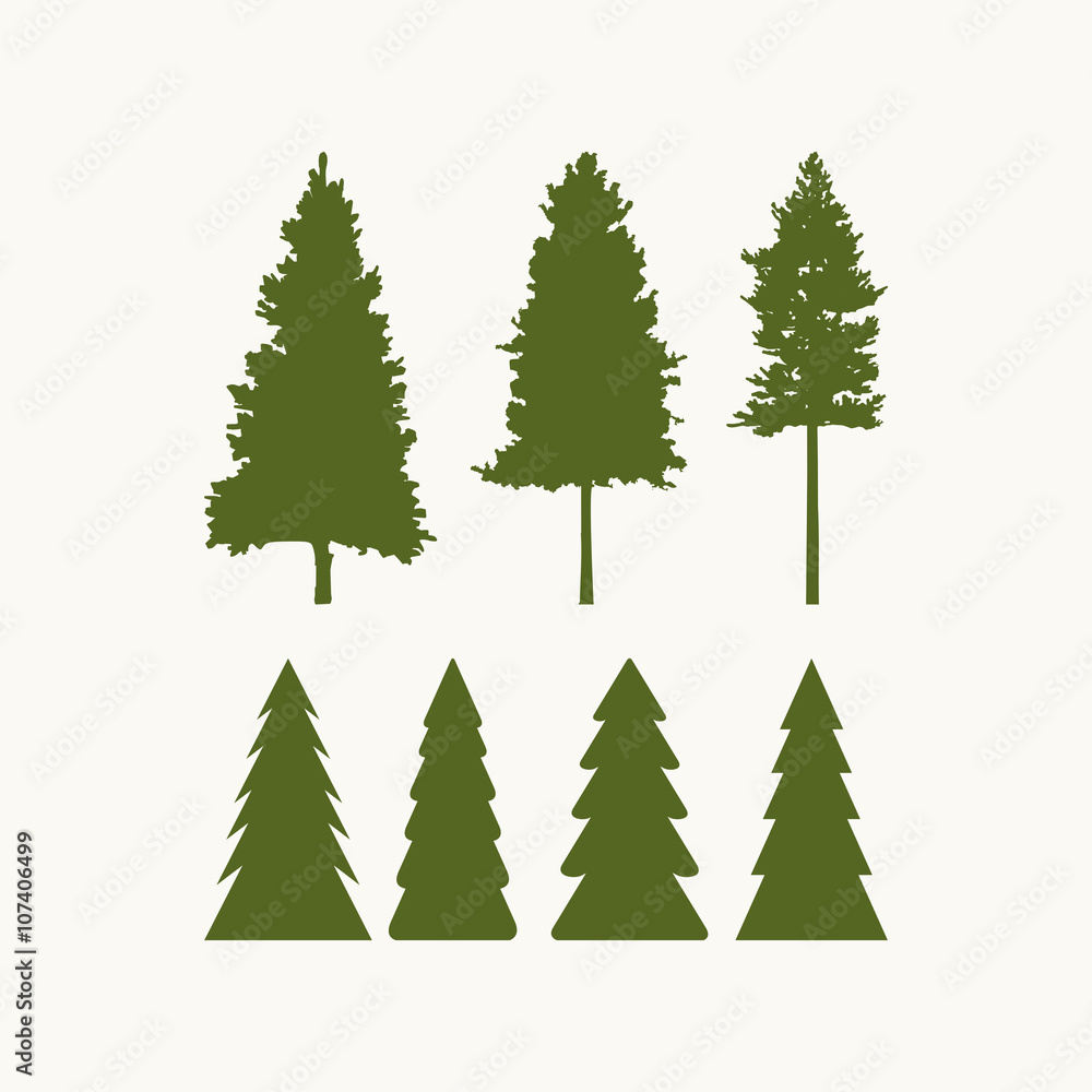 Camping symbols. silhouettes of trees