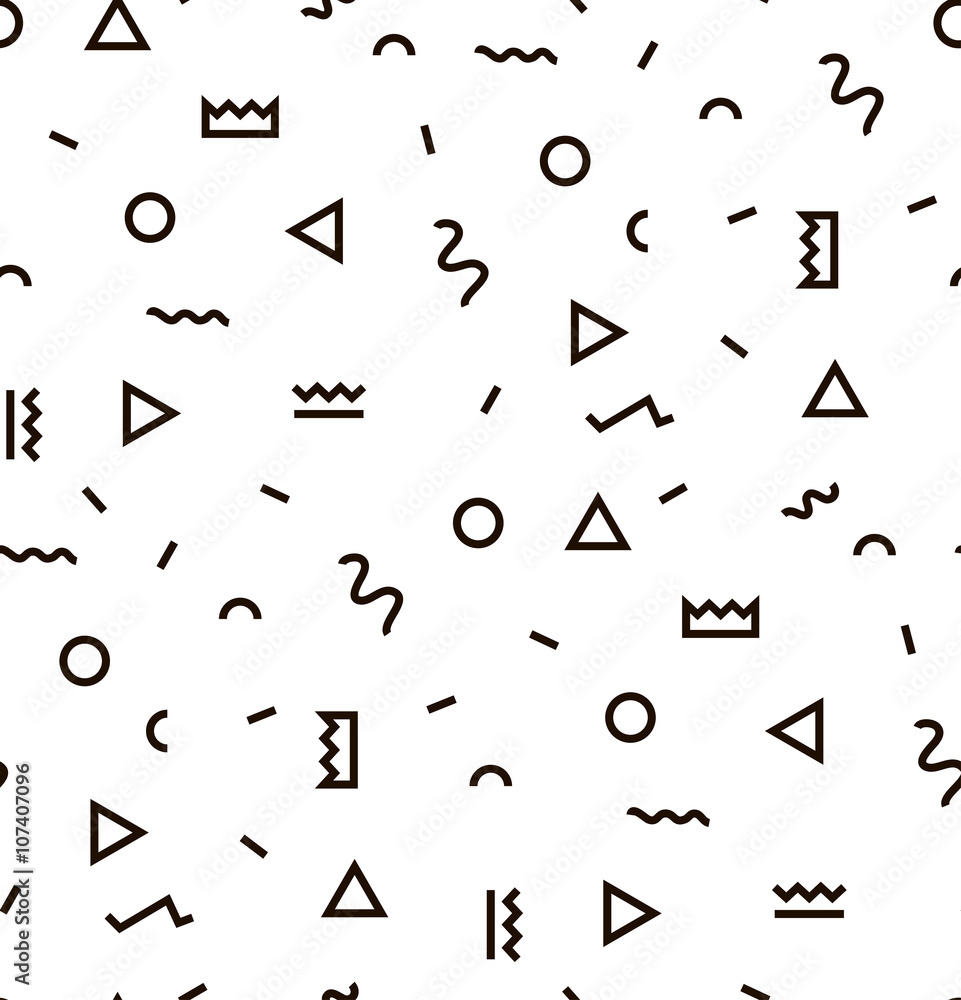 Geometric Vector pattern with black and white. Form a triangle, a line, a circle. Hipster fashion Memphis style. Geometric Vector pattern with black and white. Form a triangle, a line, a circle. Hipster fashion Memphis style.