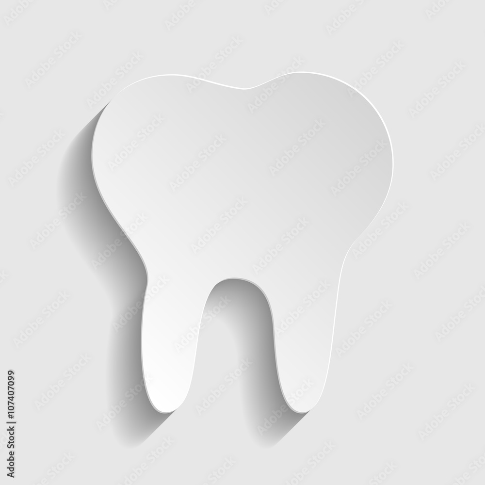 Tooth sign. Paper style icon Tooth sign. Paper style icon