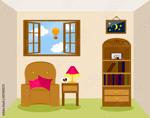 vector illustration of living room interier
