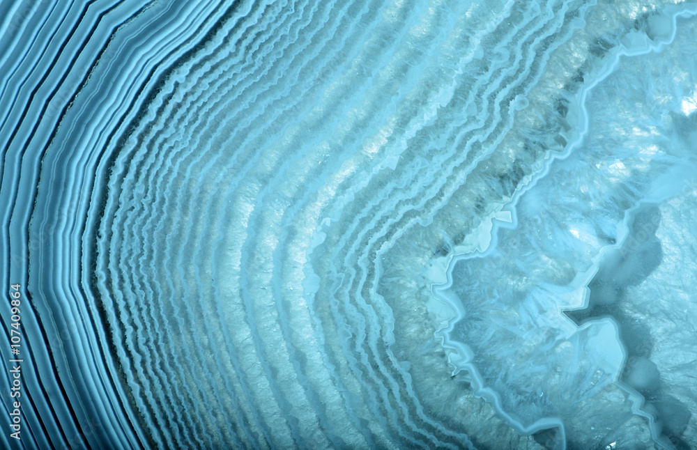 waves in light blue agate structure - obrazy, fototapety, plakaty 