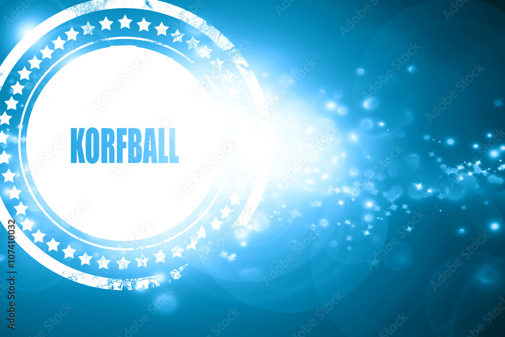 Blue stamp on a glittering background: korfball sign background