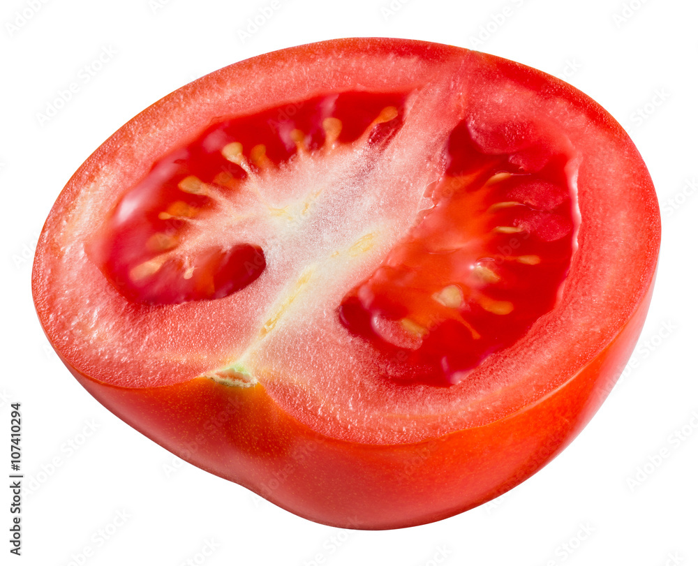 Tomato. Half isolated on white. With clipping path. Tomato. Half isolated on white. With clipping path.